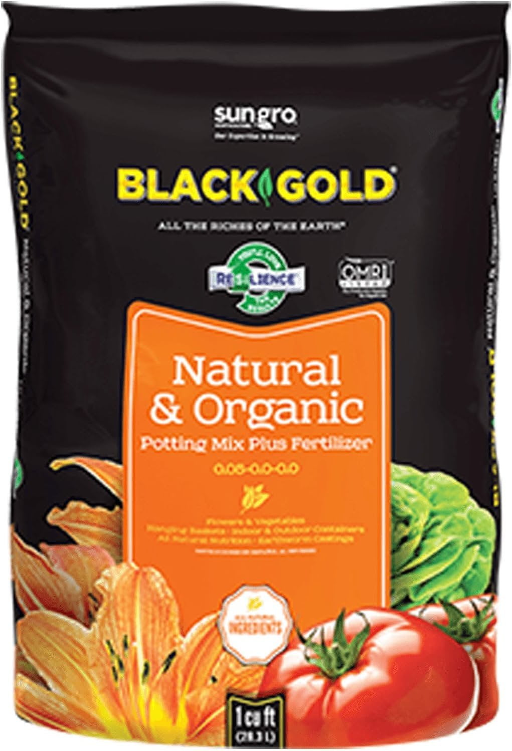 Black Gold Natural & Organic Potting Mix 0.05-0.0-0.0, Size: 2 CF
