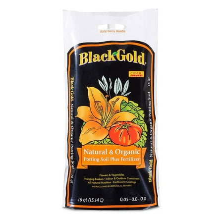 Black Gold Natural & Organic Potting Soil Plus Fertilizer, 16 Qt (pack of 1)