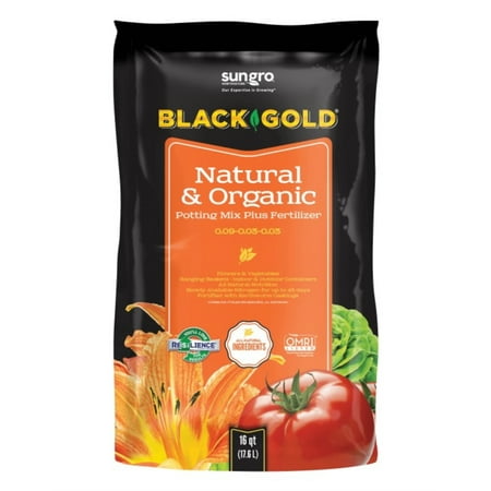 Black Gold Natural & Organic Potting Soil Plus Fertilizer, 16 Qt (pack of 1)