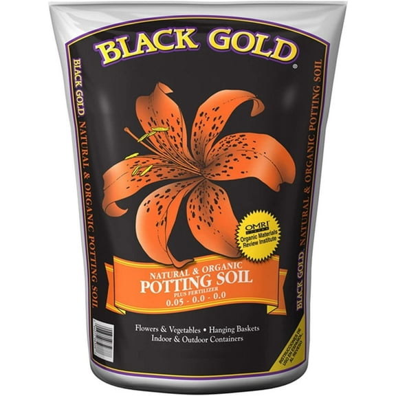 Black Gold Natural & Organic Potting Soil Plus Fertilizer 0.05-0.0-0.0 16qt