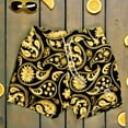 thumbnail image 1 of Black & Gold Paisley Swim Trunks For Men, 1 of 8
