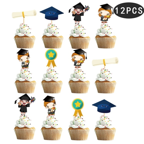 Black and Gold Party Decorations, 2026 Graduation Decorations, Black Glitter Graduation Cupcake Toppers, Food Appetizer Picks For Graduation Party Favors, Class of 2026 Graduations Party Supplies