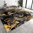 thumbnail image 1 of Black Gold Pattern Area Rug, Luxury Home Decor Rug, Easy Clean Carpet With Anti-Slip Backing Durable Not Falling Off For Bedroom Living Room Dining Room Office 4 x 6ft, 1 of 6