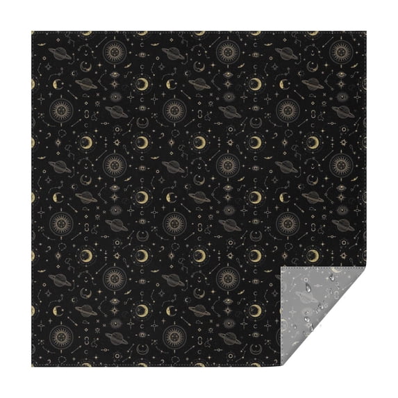 Black Gold Planet Moon Eye Pattern Square Tablecloth,Waterproof Square Table Cover,Wipeable Spillproof Washable Table Cover for Home Kitchen Party Decor 42"X42"(107x107cm)
