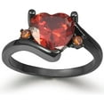 thumbnail image 1 of Black Gold Plated Heart Shaped Stone Solitaire Style Wedding Engagement Promise Statement Ring, 1 of 8