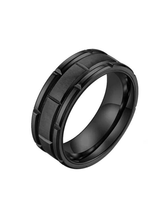 Black Gold Plated Matte 8mm Titanium Steel Mens Ring Men Wedding Band Man Ring