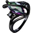 thumbnail image 1 of Black Gold Plated Oval Shape Austrian Crystal Stone Promise Statement Ring, 1 of 3