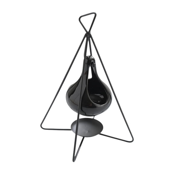 Black/Gold Porcelain Essential Oil Warmer on Iron Frame and Ceramic Holder Fragrances Diffuser for Long Time