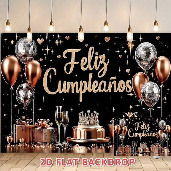 Black Gold Rose Gold Happy Birthday Backdrop, Adult Party Decoration Background Wall, Birthday Photo Booth Prop, Suitable for Birthday Banquets, Themed Parties, Celebration Events