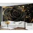 thumbnail image 1 of Black Gold Rose Wall Mural - Luxury Flower Peel And Stick Wallpaper For Living Room Bedroom, Rose Mural 158"W x 110"H (Not Peel and Stick), 1 of 6