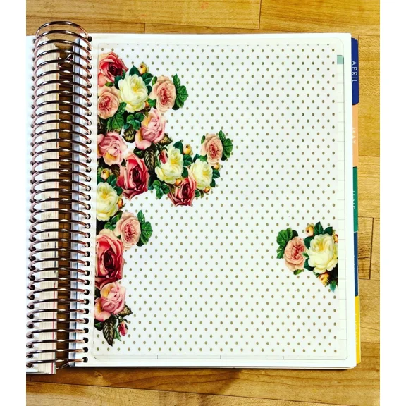 Black Gold Roses Collection 2 Sided Dashboard For Use W Erin Condren Planner