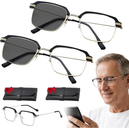 Semi-Rimless Reading Glasses – Frameless Smart Zoom Glasses for Men & Women, Crystal Clear Focus