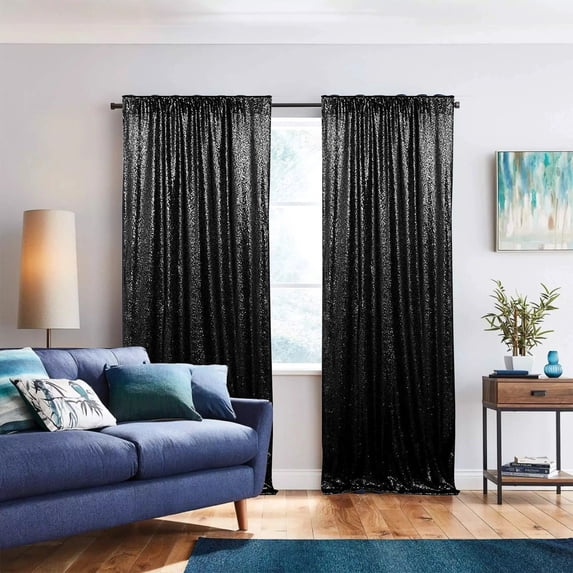 Black Gold Sequin Backdrop Curtain 24x96 Inch Sparkle Photo Background for Wedding Party Decor