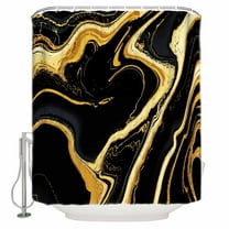 Black Gold Shower Curtain Set ,Waterproof Fabric Shower Curtains Marble Luxury Abstract Glitter Fluid Pattern Shower Curtains for Bathroom,Bathroom Decor 36"x72"
