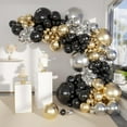 thumbnail image 1 of Black Gold Silver Balloons Garland Arch Kit, 141Pcs Latex Balloons Different Sizes 18 12 10 5 Inch for Party Decorations, Wedding Backdrop, Birthday, Baby Shower, Graduation, 1 of 14