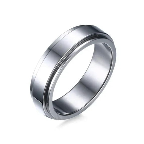 Black/Gold/Silver Spinner Polished Band 6MM Women Stainless Steel Ring Size 5-11