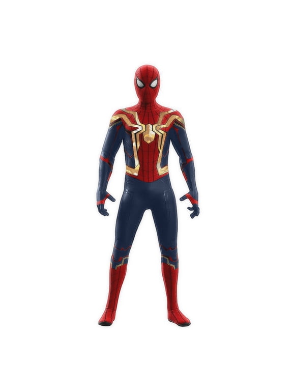 Black & Gold Spider Superhero Integrated Suit Cosplay Outfit, Full Body Zentai Bodysuit with Mask for Stage Performance for Men, Women & Youth
