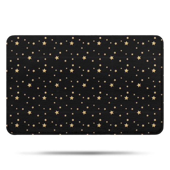 Black Gold Star Pattern Bathroom Rugs Mat,Non Slip Microfiber Bathroom Rug,Rubber Backing,Soft Bathroom Mats for Bathroom Floor,Tub and Shower,17x27in(43x68cm)