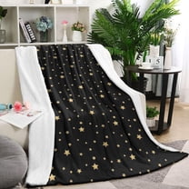 Black Gold Star Pattern Blanket,Comfortable Soft Flannel Throw Blanket,All Season,Warm Lightweight Blankets for Sofa Bed Couch Living Room Chair,40"x50"