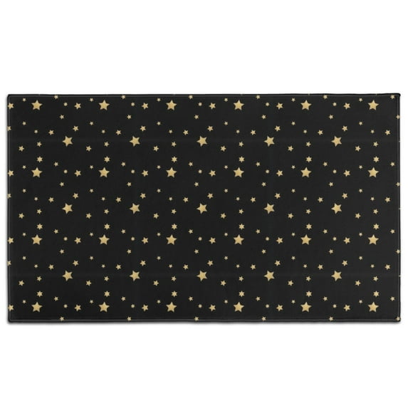 Black Gold Star Pattern Door Rugs,Washable Non Slip Door Mats Indoor,Decorative Door Mats,Entry Mat Indoor for Entrance,Bedroom,Kitchen,Bathroom,17"x30"
