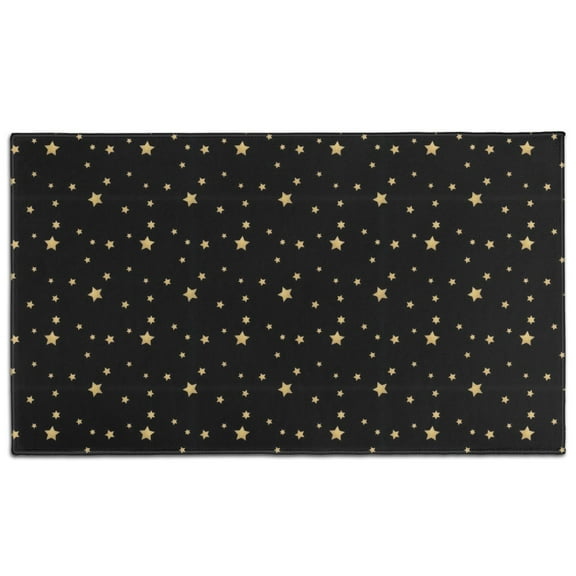 Black Gold Star Pattern Door Rugs,Washable Non Slip Door Mats Indoor,Decorative Door Mats,Entry Mat Indoor for Entrance,Bedroom,Kitchen,Bathroom,17"x30"