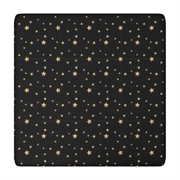 Black Gold Star Pattern Square Fitted Tablecloth with Elastic Edge,Square Table Cover,Washable Elastic Table Cover for Home Kitchen Party Decor 34"x34"