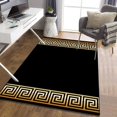 thumbnail image 1 of Black Gold Striped Area Rug Greek Key Meander Gold Geometric Washable Floor Carpet, Soft And Plush Mats For Living Room Bedroom-1, 1 of 7