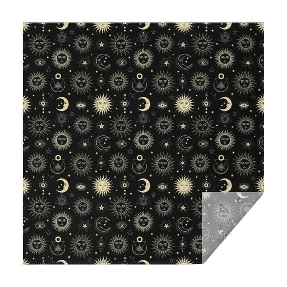Black Gold Sun Moon Eye Star Pattern Square Tablecloth,Waterproof Square Table Cover,Wipeable Spillproof Washable Table Cover for Home Kitchen Party Decor 60"x60"(152x152cm)
