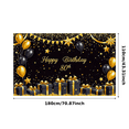 thumbnail image 1 of Black Gold Themed Happy 80th Birthday Banner Backdrop, Star Balloon and Gift Box Elements, Party Decoration for Birthday Party Photography Props Decorations, 1 of 7