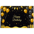 thumbnail image 1 of Black Gold Themed Happy Birthday Banner with Balloons Star Elements Party Backdrop Decor Background for Birthday Party Celebrations Photography Props Decorations, 1 of 8