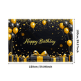 thumbnail image 1 of Black Gold Themed Happy Birthday Banner with Balloon Star Elements Party Supplies Birthday Decoration Photography Props Backdrop Decorations, 1 of 8