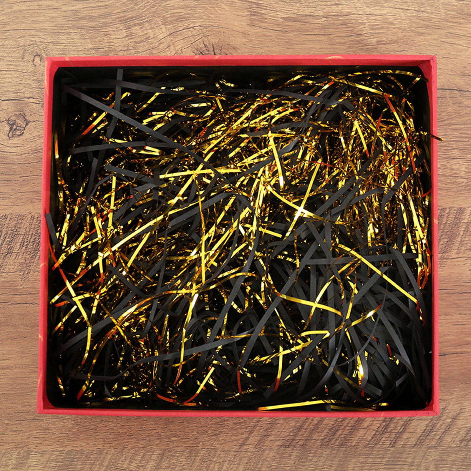 Black Gold Threaded Paper Shreds Raffia 100g, Shredded Crinkle Paper ...