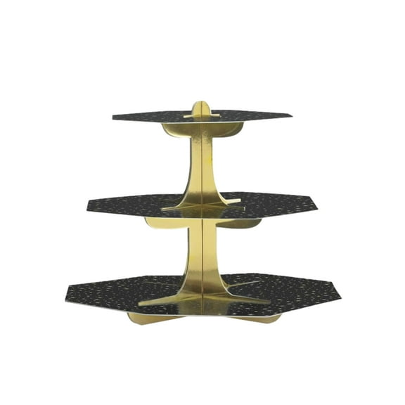 Black Gold Tiered Cupcake Treat Stand 24 Cupcake Holder Party Centerpiece