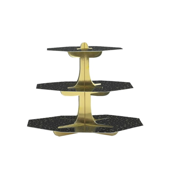 Black Gold Tiered Cupcake Treat Stand 24 Cupcake Holder Party Centerpiece