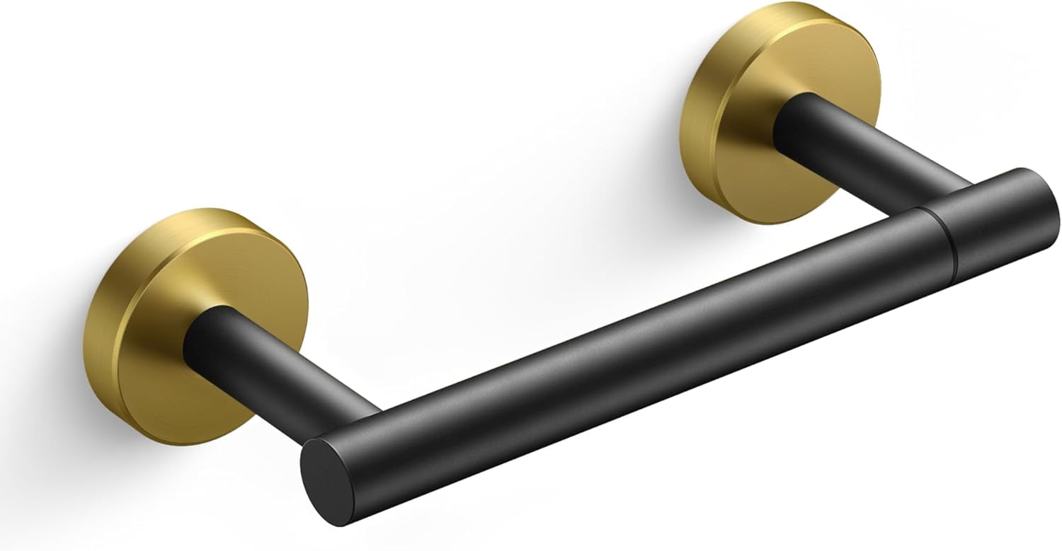 Matte Black and Gold Stainless Steel Double Post Toilet Paper Holder