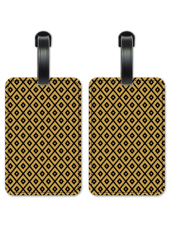 Black & Gold Triangles - Luggage ID Tags / Suitcase Identification Cards - Set of 2