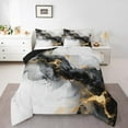 thumbnail image 1 of Black and Gold Twin Size Comforter Set Watercolor Marble Bedding Set, Abstract Marbling Down Comforter Stone Pattern Bed Set, Mountain Fluid Foil Print Quilted Duvet, 1 of 6