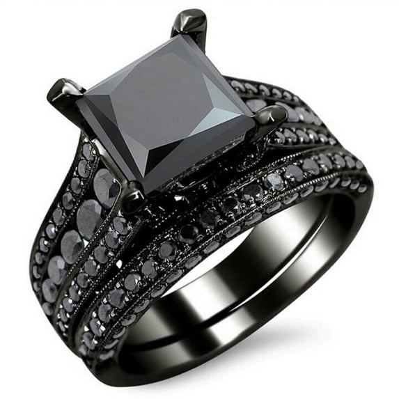 Black Gold Vintage Men's And Women's Ring Set