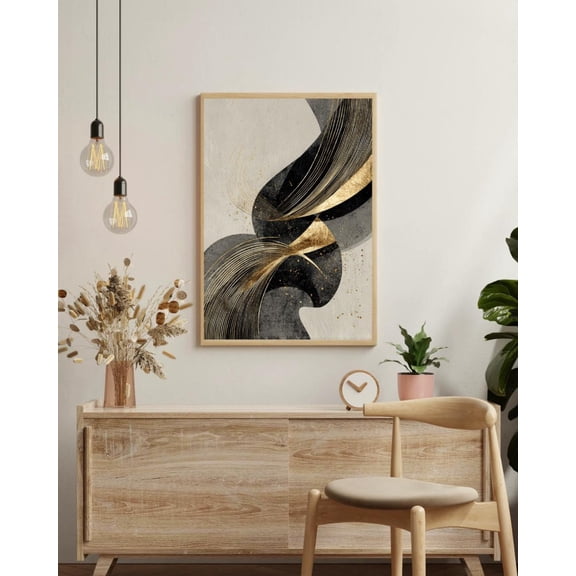 Black Gold Wall Art Modern Metallic Marble Curves Wall Art Beige Champagne Luxe Decor Quiet Powerful Statement Piece Unframed Paper Print