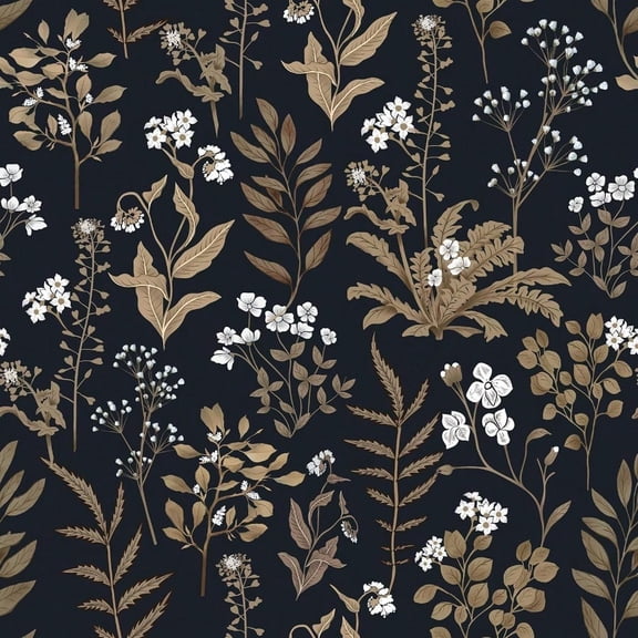 Black And Gold Wallpaper Dark Floral Peel And Stick Wallpaper Vintage Leaf Contact Paper Removable Self Adhesive Moody Botanical Vinyl Wrap For Bedroom Bathroom Shelf DIY Decor 17.3 X 393.7