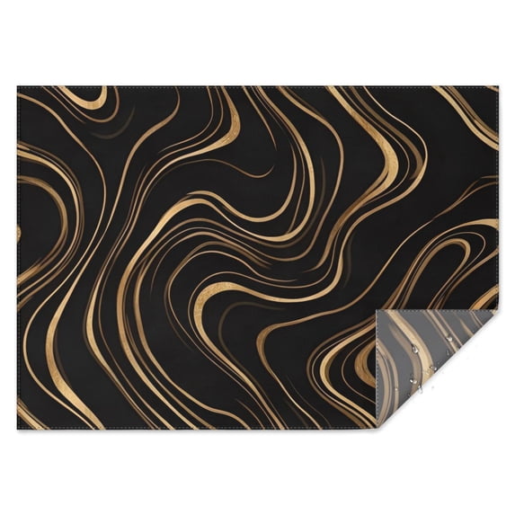 Black Gold Wave Marble Pattern Rectangle Tablecloth 60"x84",Waterproof Polyester Rectangle Table Cloth, Wipeable Spillproof Polyester Tablecloth for Dining, Camping, Indoor and Outdoor