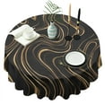thumbnail image 1 of Black Gold Wave Marble Pattern Round Tablecloth 60"x60",Wrinkle Wipeable Table Cloth for Kitchen Dining Room Picnic Patio Party, 1 of 6