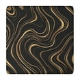 thumbnail image 1 of Black Gold Wave Marble Pattern Square Fitted Tablecloth with Elastic Edge,Square Table Cover,Washable Elastic Table Cover for Home Kitchen Party Decor 34"x34", 1 of 6