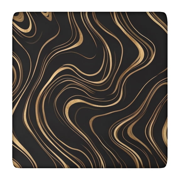 Black Gold Wave Marble Pattern Square Fitted Tablecloth with Elastic Edge,Square Table Cover,Washable Elastic Table Cover for Home Kitchen Party Decor 36"x36"
