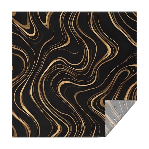 Black Gold Wave Marble Pattern Square Tablecloth,Waterproof Square Table Cover,Wipeable Spillproof Washable Table Cover for Home Kitchen Party Decor 52"x52"(132x132cm)