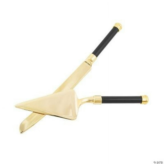 Black & Gold Wedding Cake Knife & Server Set, Wedding Supplies, 2 Pieces