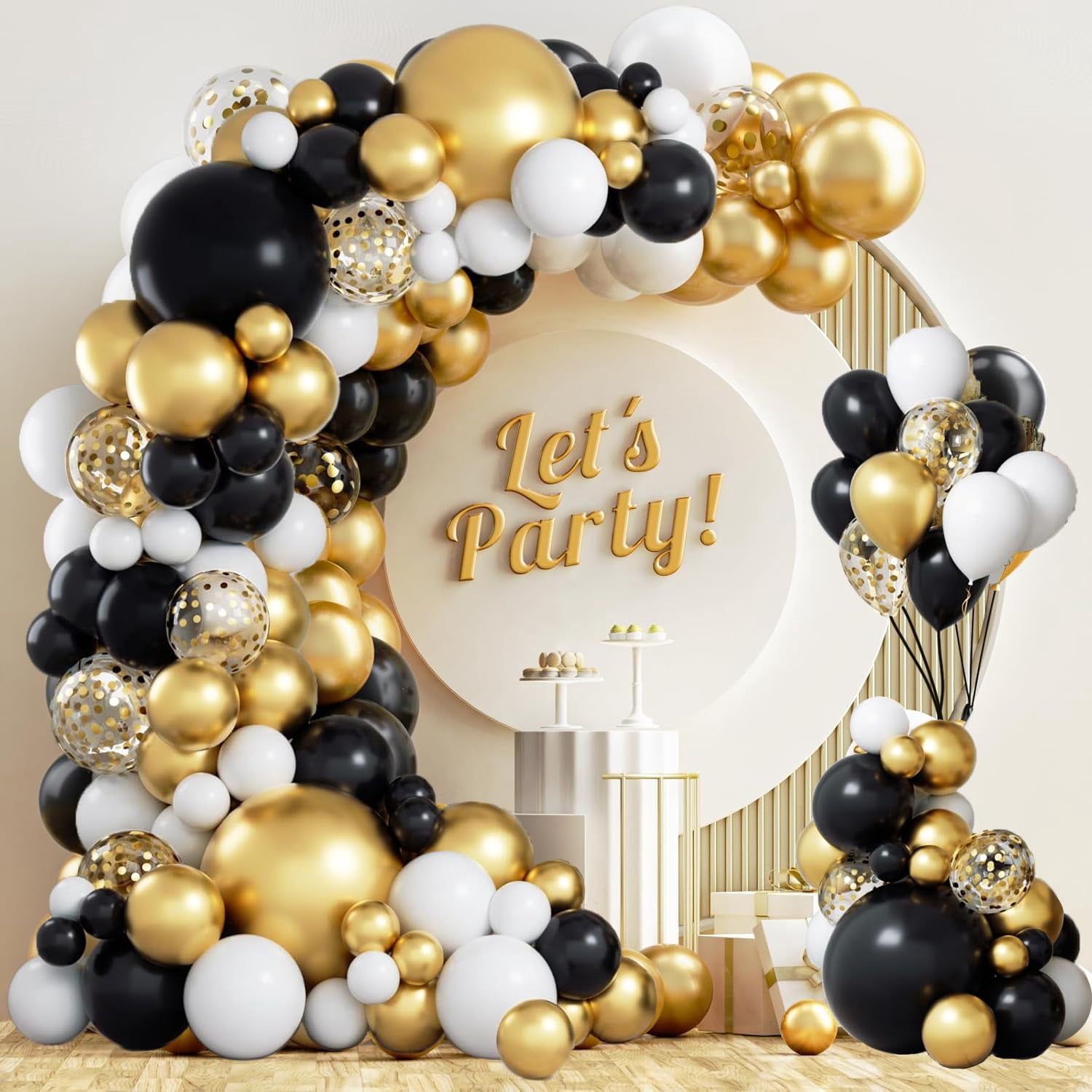 Black Gold White Balloon Arch Kit,137 KKS1 Pcs Balloon Garland Kit ...