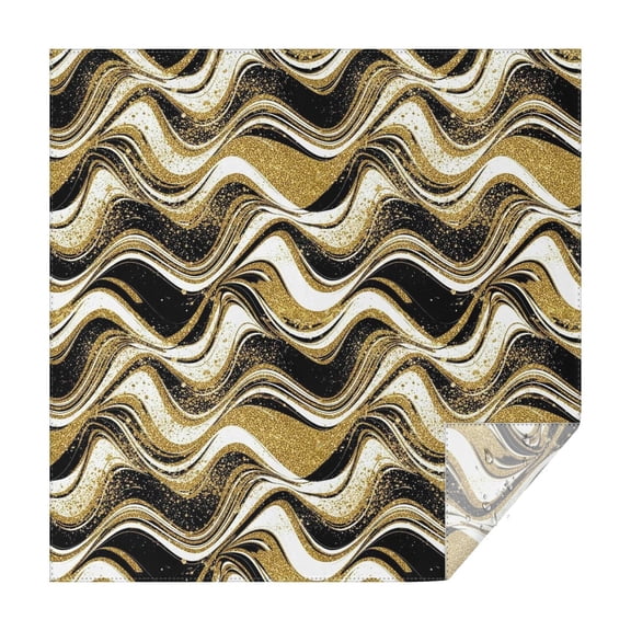 Black Gold White Marble Pattern Square Tablecloth,Waterproof Square Table Cover,Wipeable Spillproof Washable Table Cover for Home Kitchen Party Decor 42"X42"(107x107cm)
