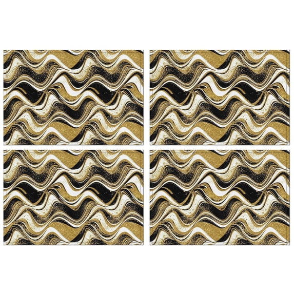 Black Gold White Marble Pattern Summer Placemats Table Placemats Set Of 4-Linen Kitchen Washable Placemats Table Mats 11.8"x17.7" Non-Slip Heat Resistant