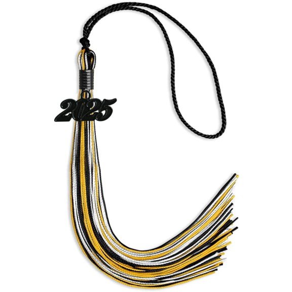Endea Graduation Black/Gold/White Mixed Color Graduation Tassel with Black Date Drop